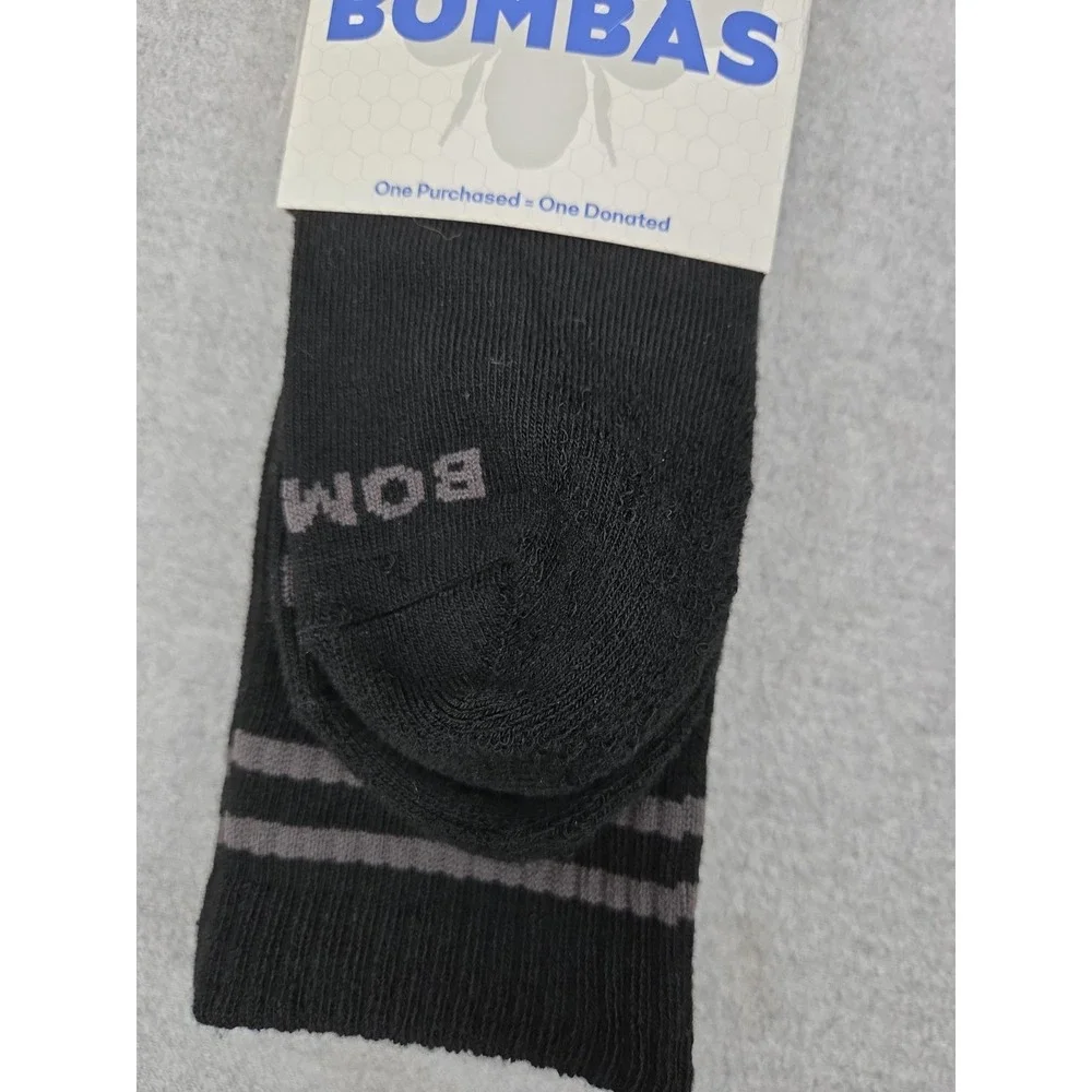 BOMBAS Black Crew Socks Honeycomb Poly Blend Unisex XL Cushioned Comfort NEW